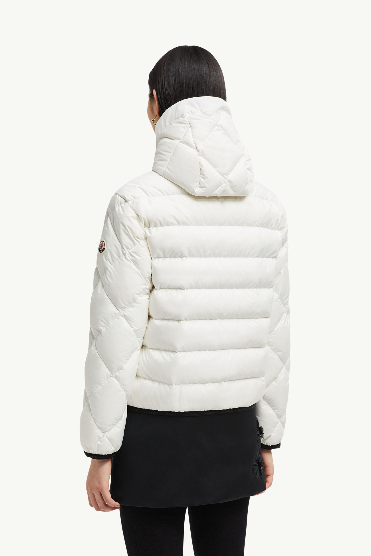 Arvouin女士连帽菱形绗缝短款羽绒夹克外套 白色 Moncler 4