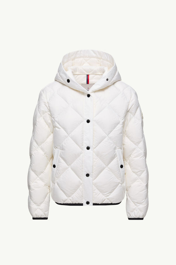 Arvouin Hooded Diamond-Quilted Short Down Jacket White Moncler 2