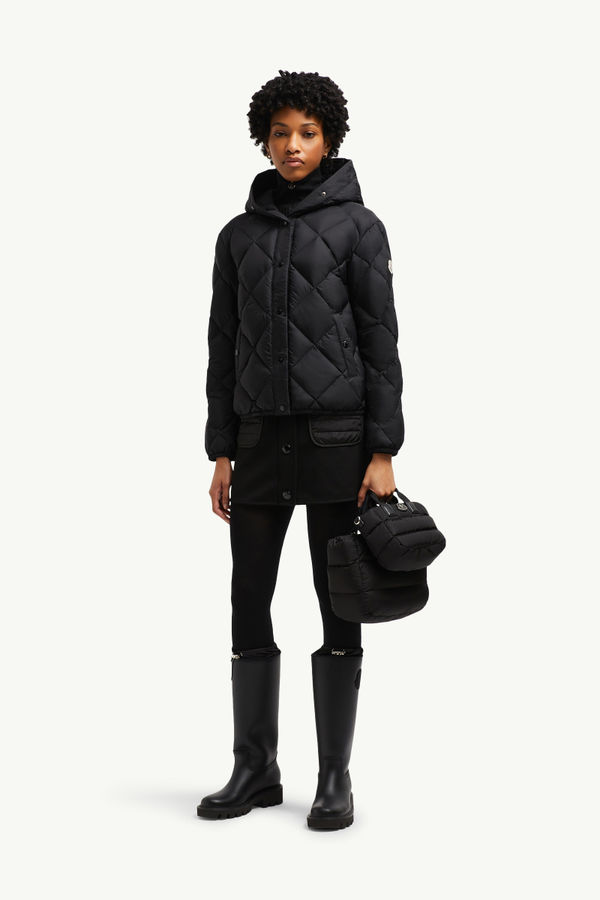 Arvouin rautenförmig gesteppte, kurze Daunenjacke mit Kapuze Schwarz Moncler 0