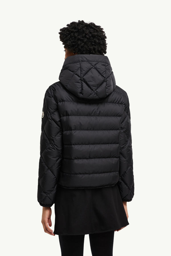 Arvouin Hooded Diamond-Quilted Short Down Jacket Black Moncler 4