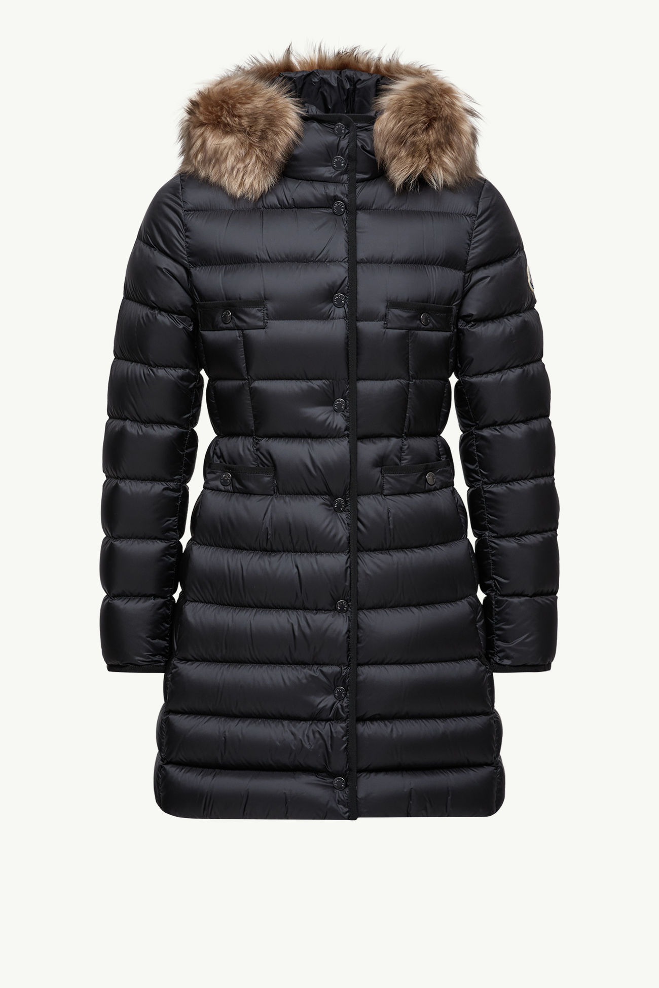 Piumino lungo Hirmafur in shearling con cappuccio Nero Moncler 2