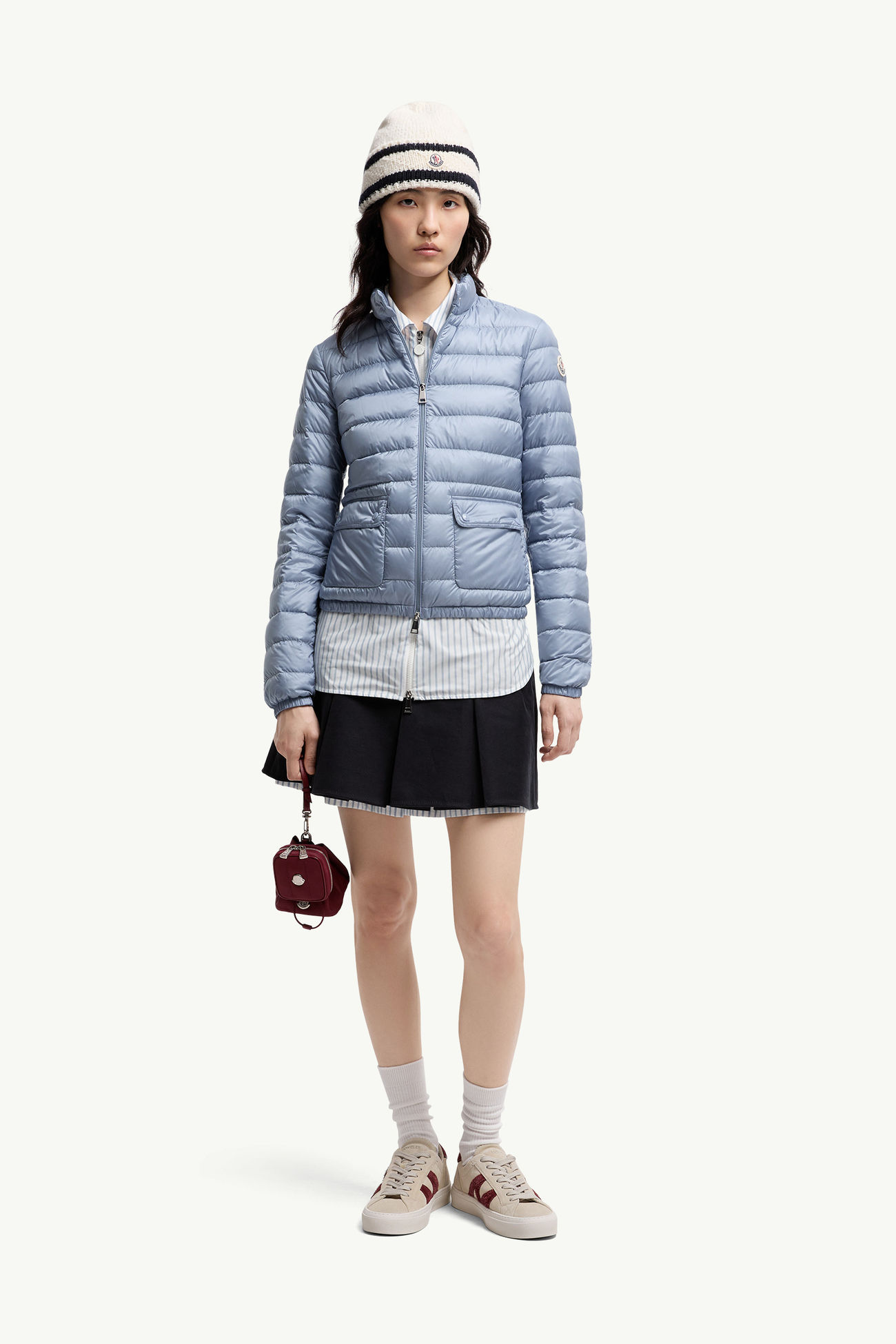 Piumino corto Lans ripiegabile Donna Celeste Moncler 0