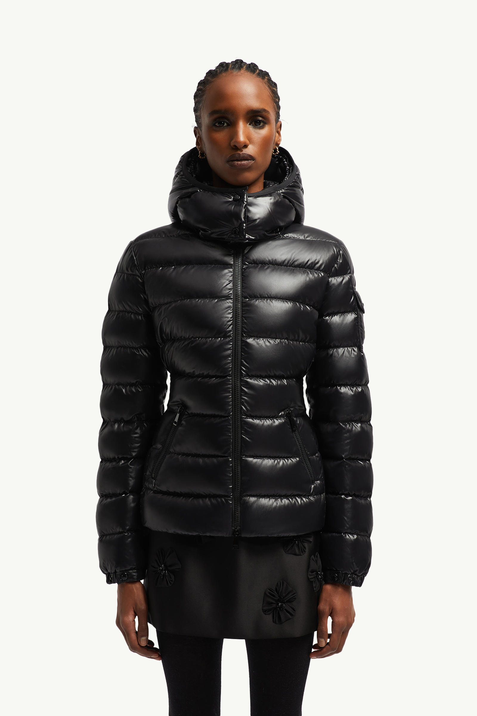 Bady Hooded Short Down Jacket Women Black Moncler 3