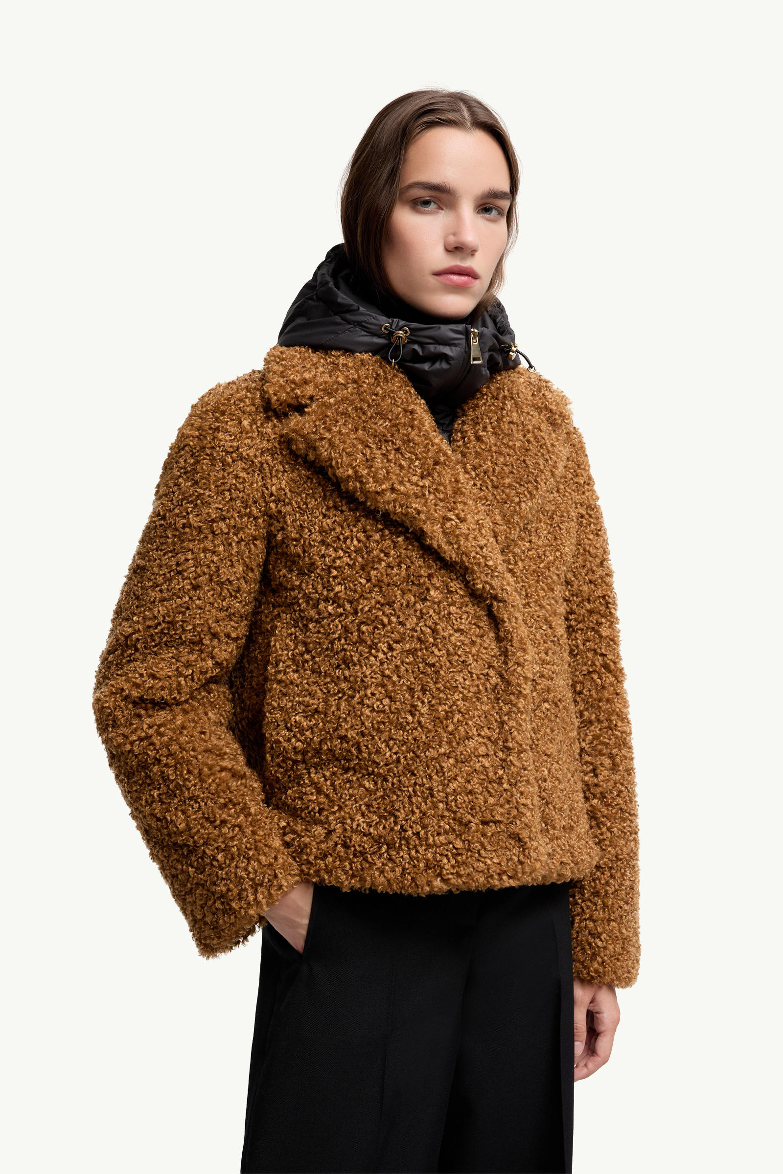 Barbot Hooded Short Padded Jacket Women Brown Moncler 3