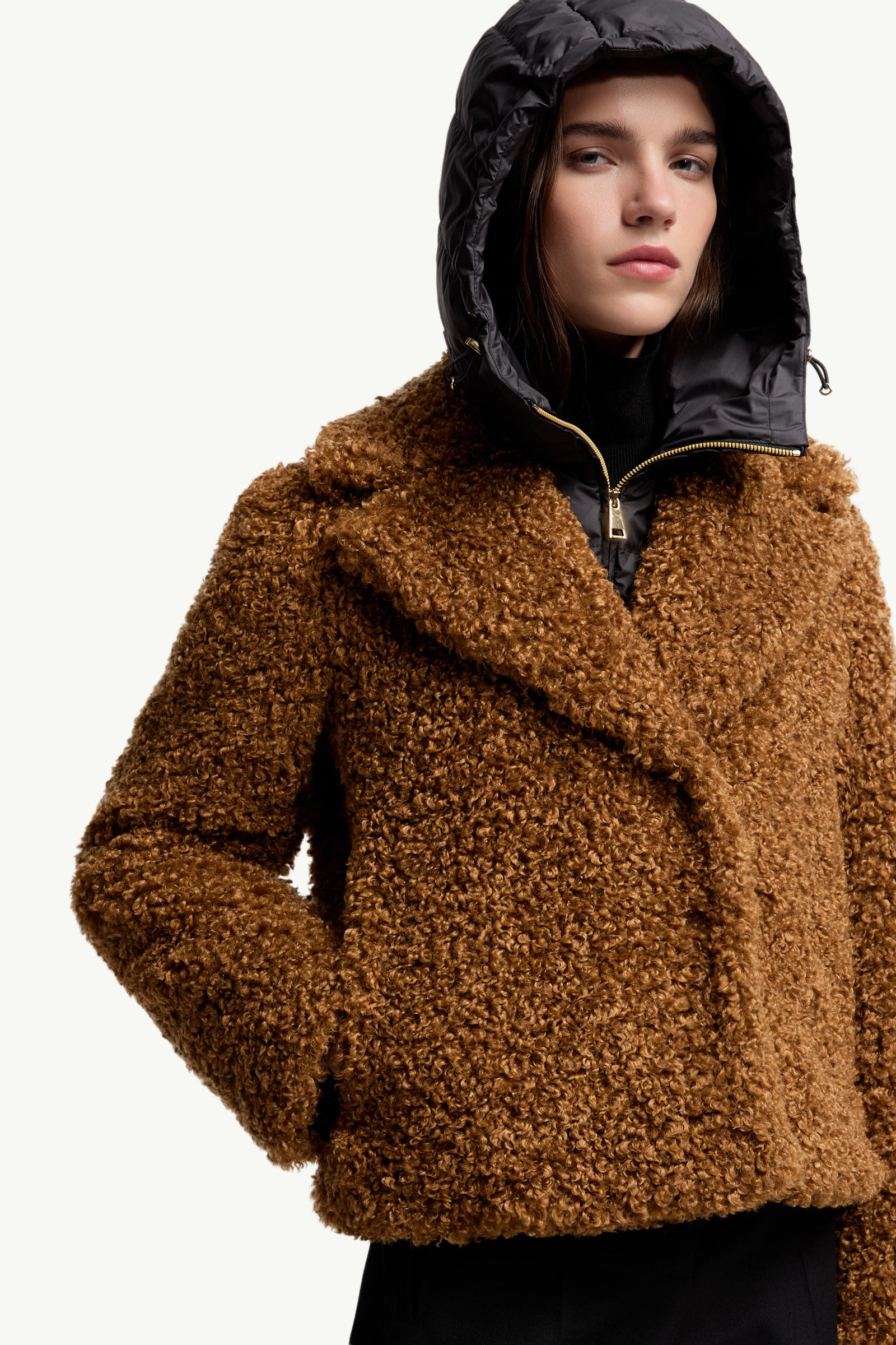 Barbot Hooded Short Padded Jacket Women Brown Moncler 5