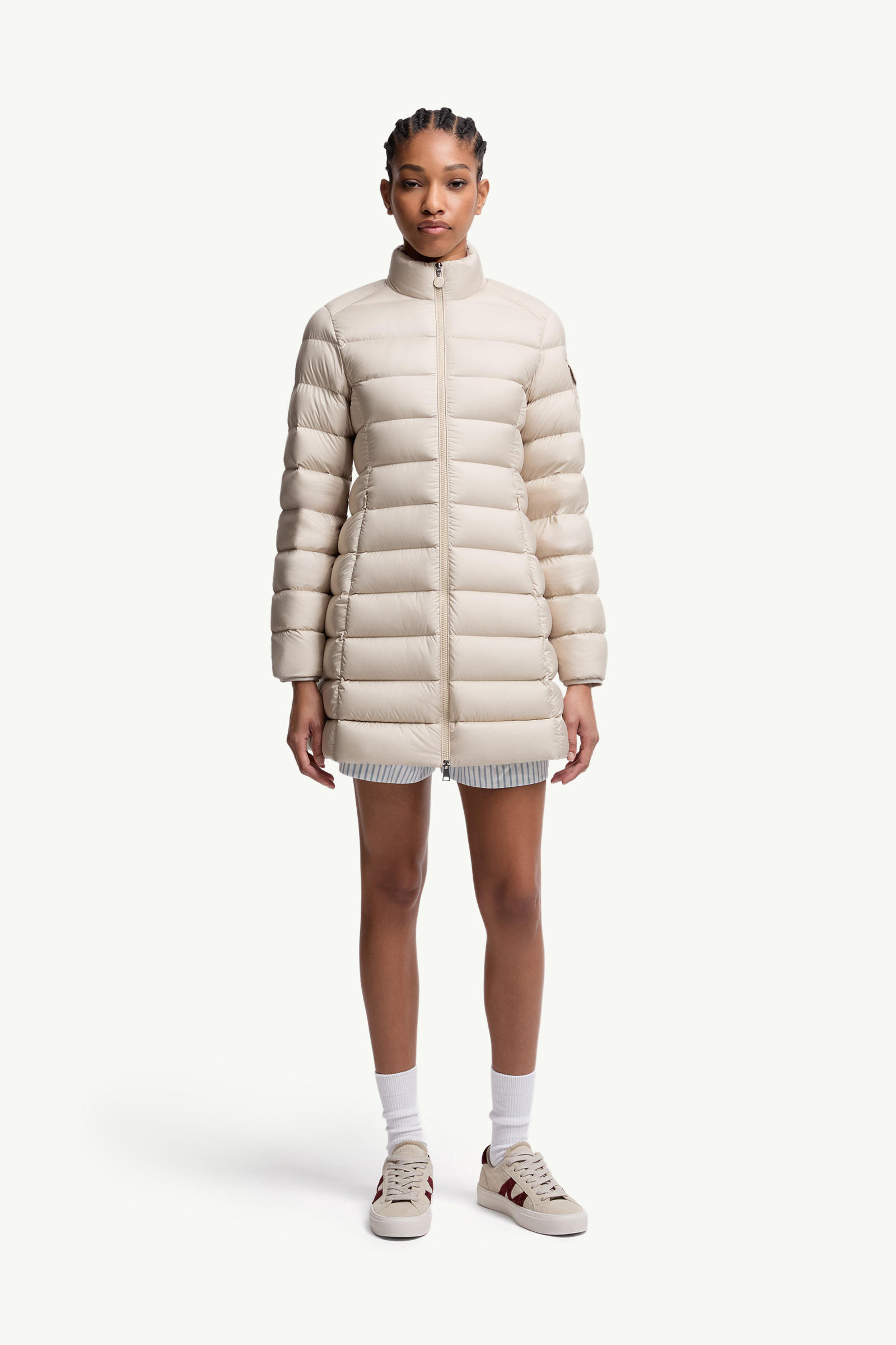 Igesse Mid-Length Down Jacket Women Light Beige Moncler 3