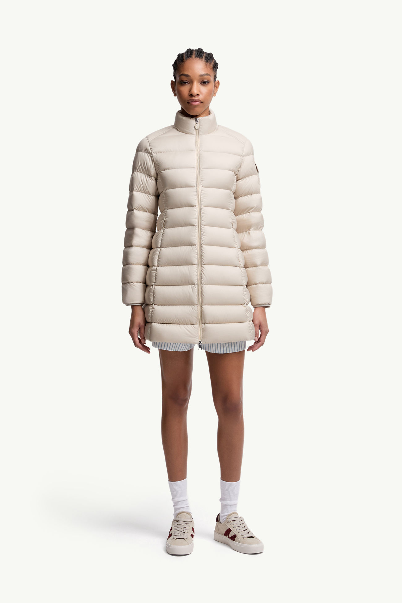 Igesse mittellange Daunenjacke Damen Hellbeige Moncler 3