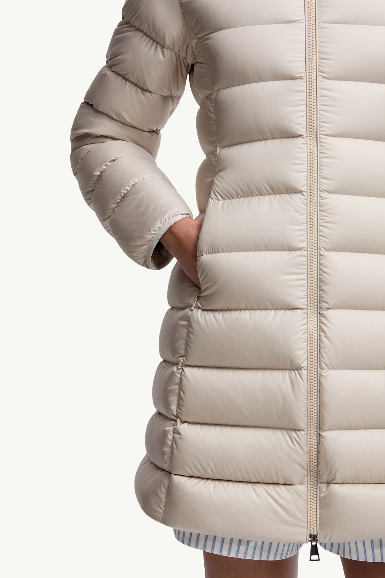 Igesse Mid-Length Down Jacket Women Light Beige Moncler 5