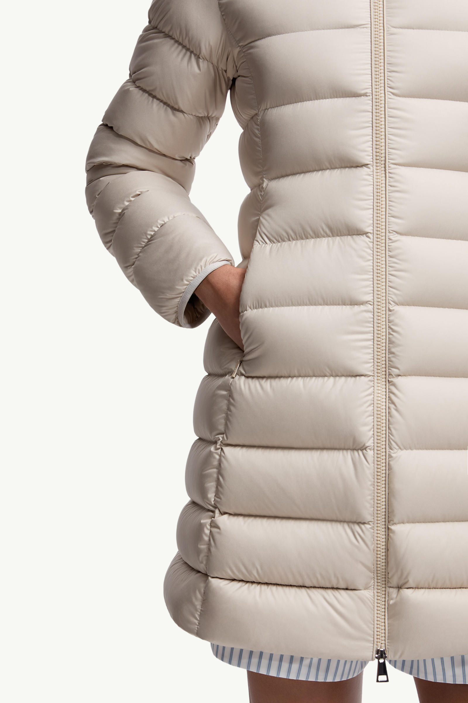 Igesse Mid-Length Down Jacket Women Light Beige Moncler 5