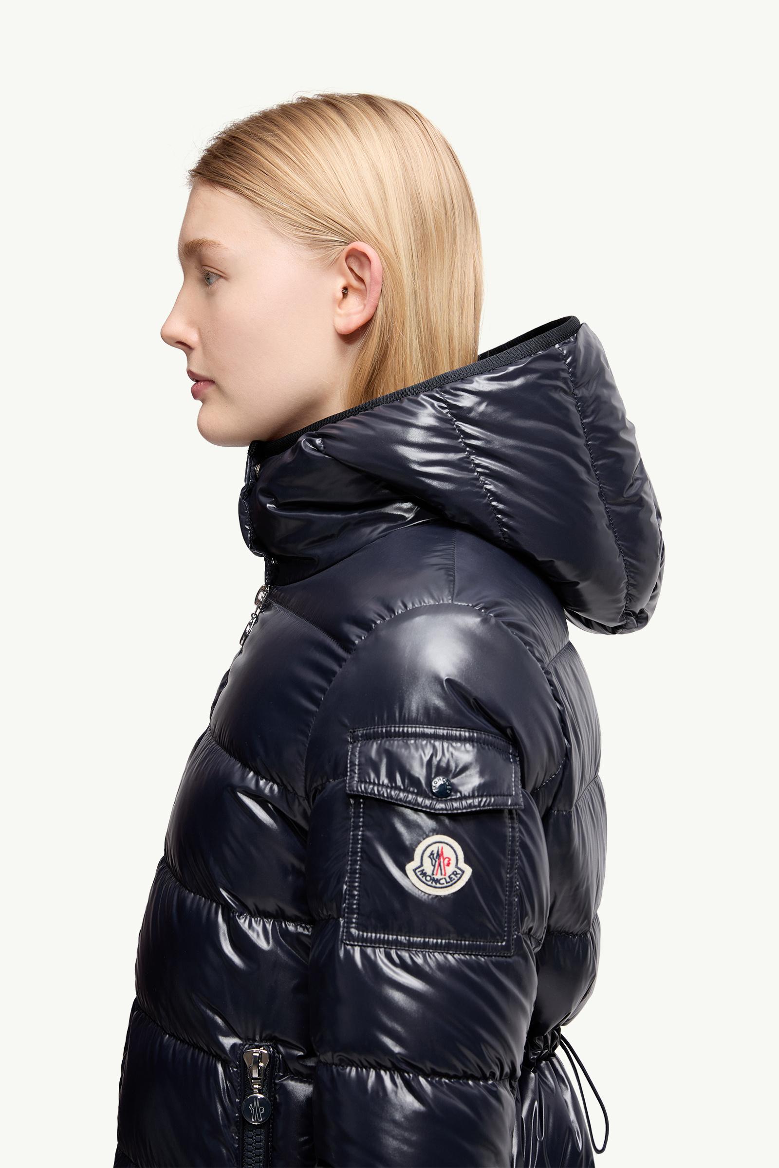 Courcelles Hooded Mid-Length Down Jacket Women Navy Blue Moncler 1