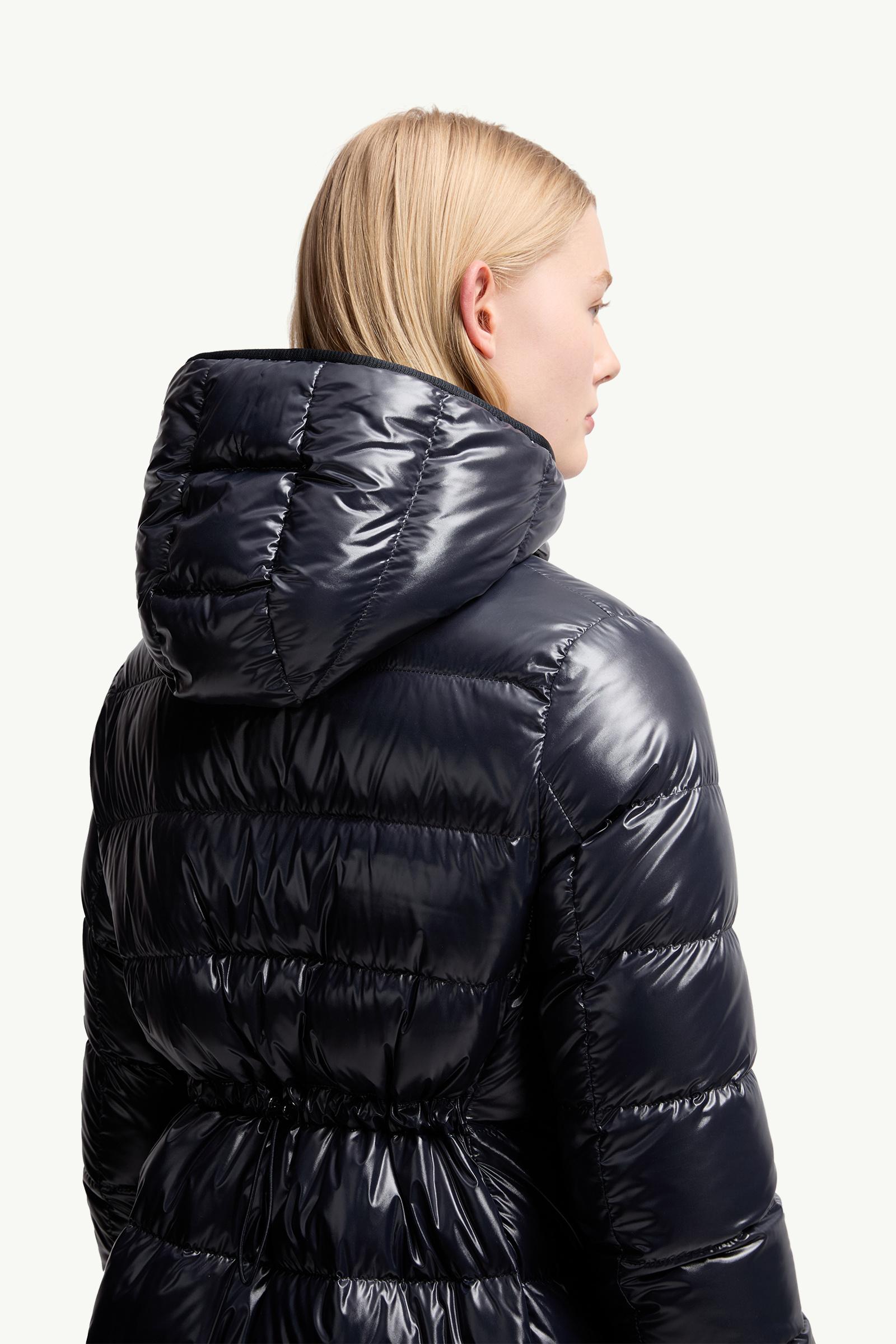 モンクレール Navy Blue Courcelles Hooded Mid-Length Down Jacket - Long