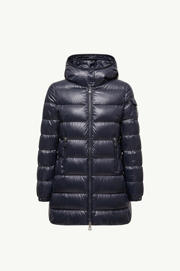 Courcelles Hooded Mid-Length Down Jacket Women Navy Blue Moncler 2