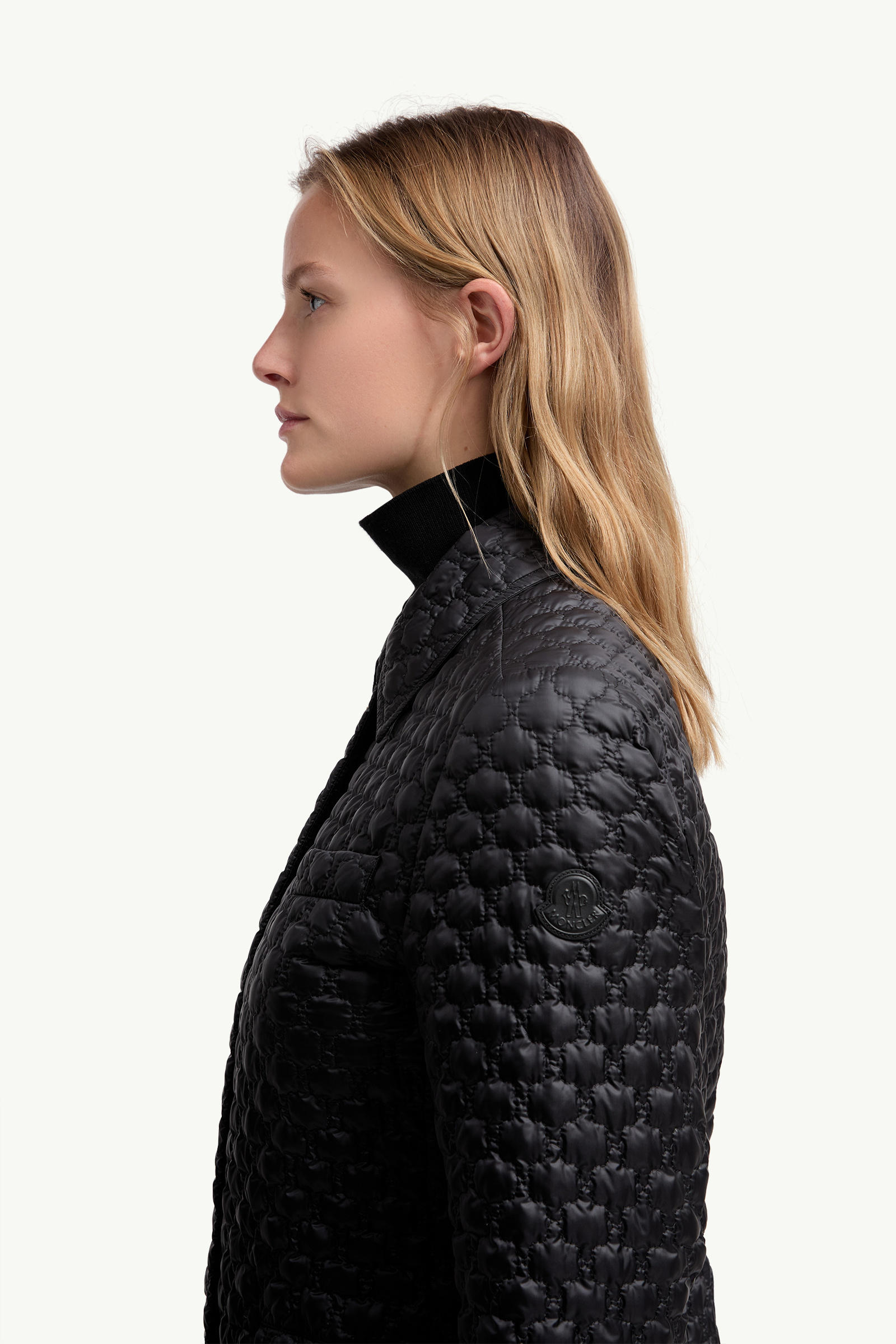 Raissac Geometric-Quilted Long Down Jacket Black Moncler 1