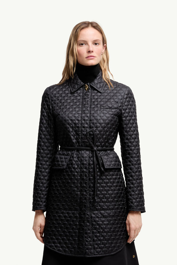 Raissac Geometric-Quilted Long Down Jacket Black Moncler 3