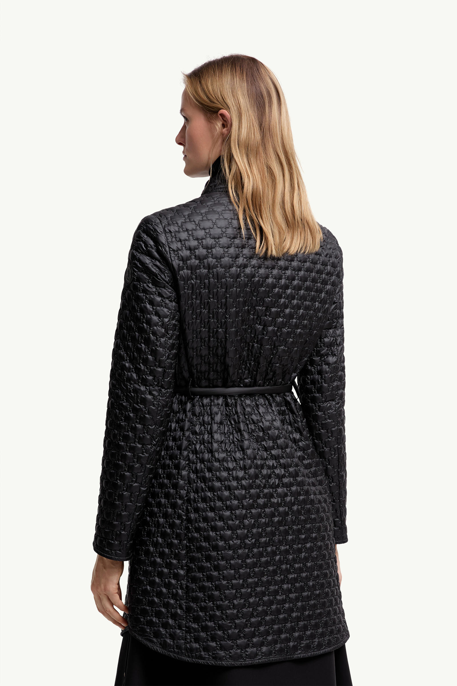Raissac Geometric-Quilted Long Down Jacket Black Moncler 4