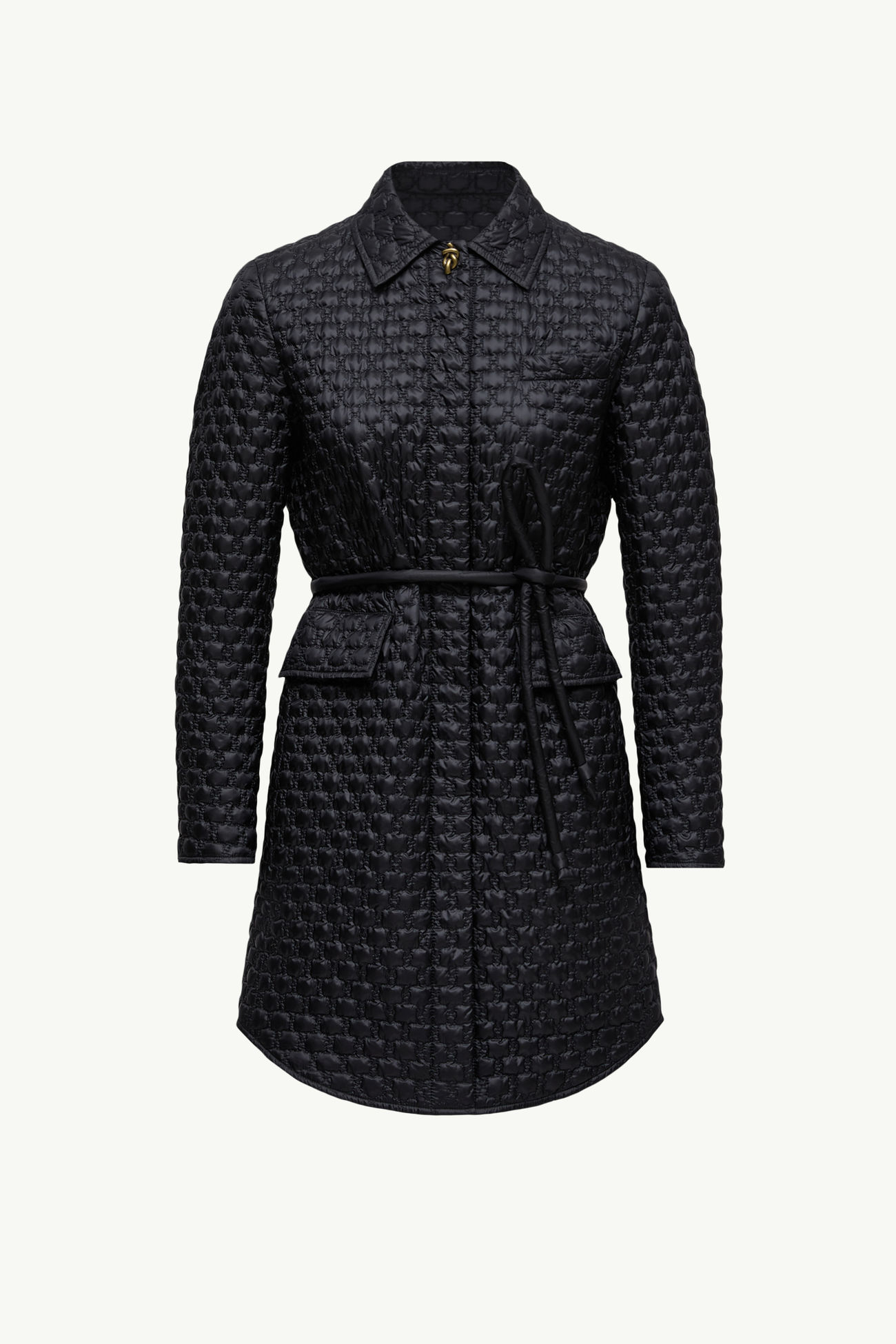 Raissac Geometric-Quilted Long Down Jacket Black Moncler 2