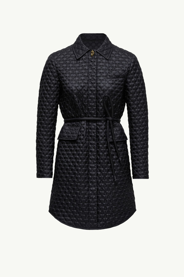 Raissac Geometric-Quilted Long Down Jacket Black Moncler 2