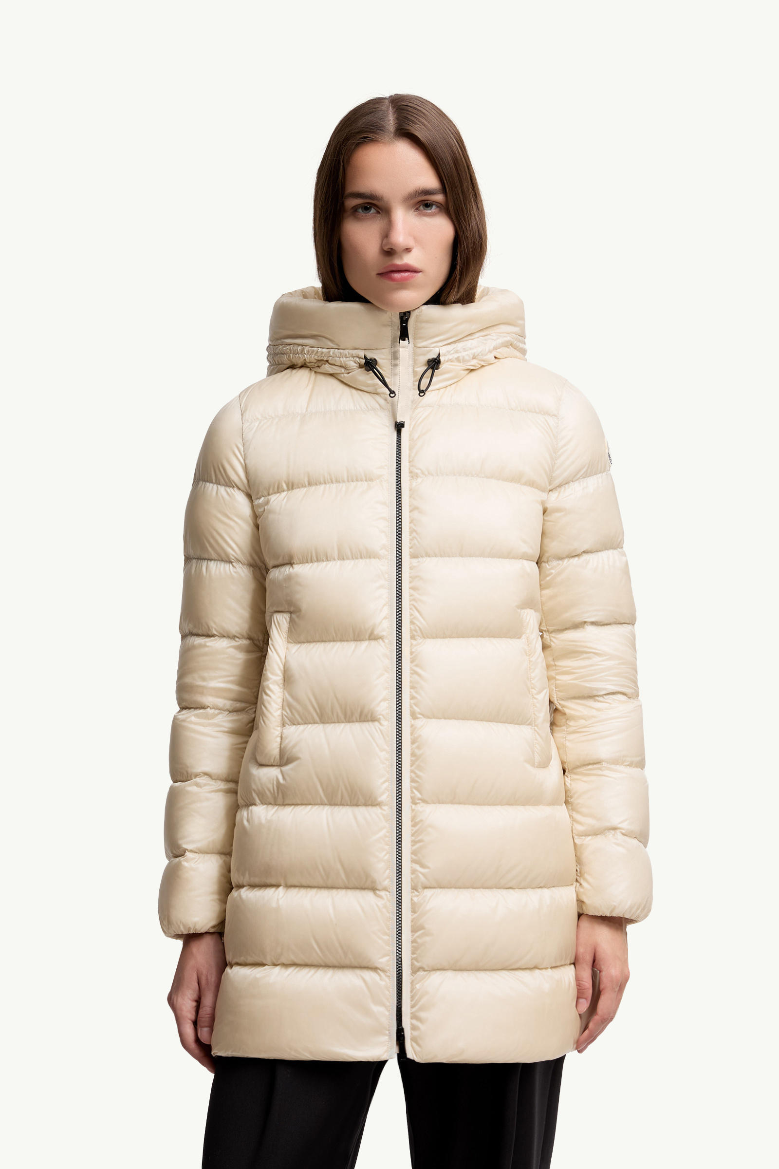 Suyenne Hooded Mid-Length Down Jacket Women Light Beige Moncler 3