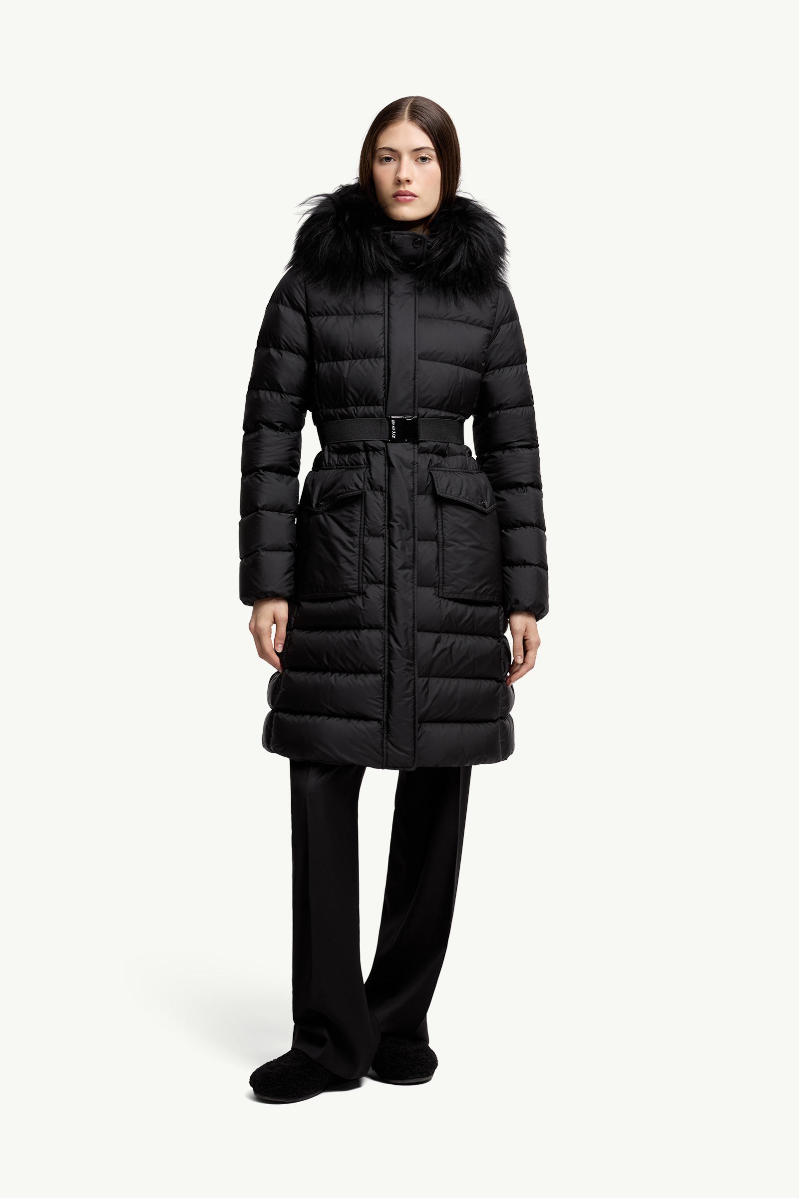 MONCLER モンクレール KHLOE GIUBBOTTO ブラック　00 Black Khloesse Hooded Shearling-Trimmed Long Down Jacket