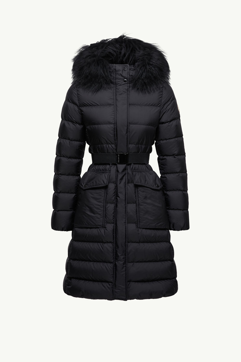Khloesse 후드 시어링 트리밍 롱 다운 재킷 여성 블랙 Moncler 2