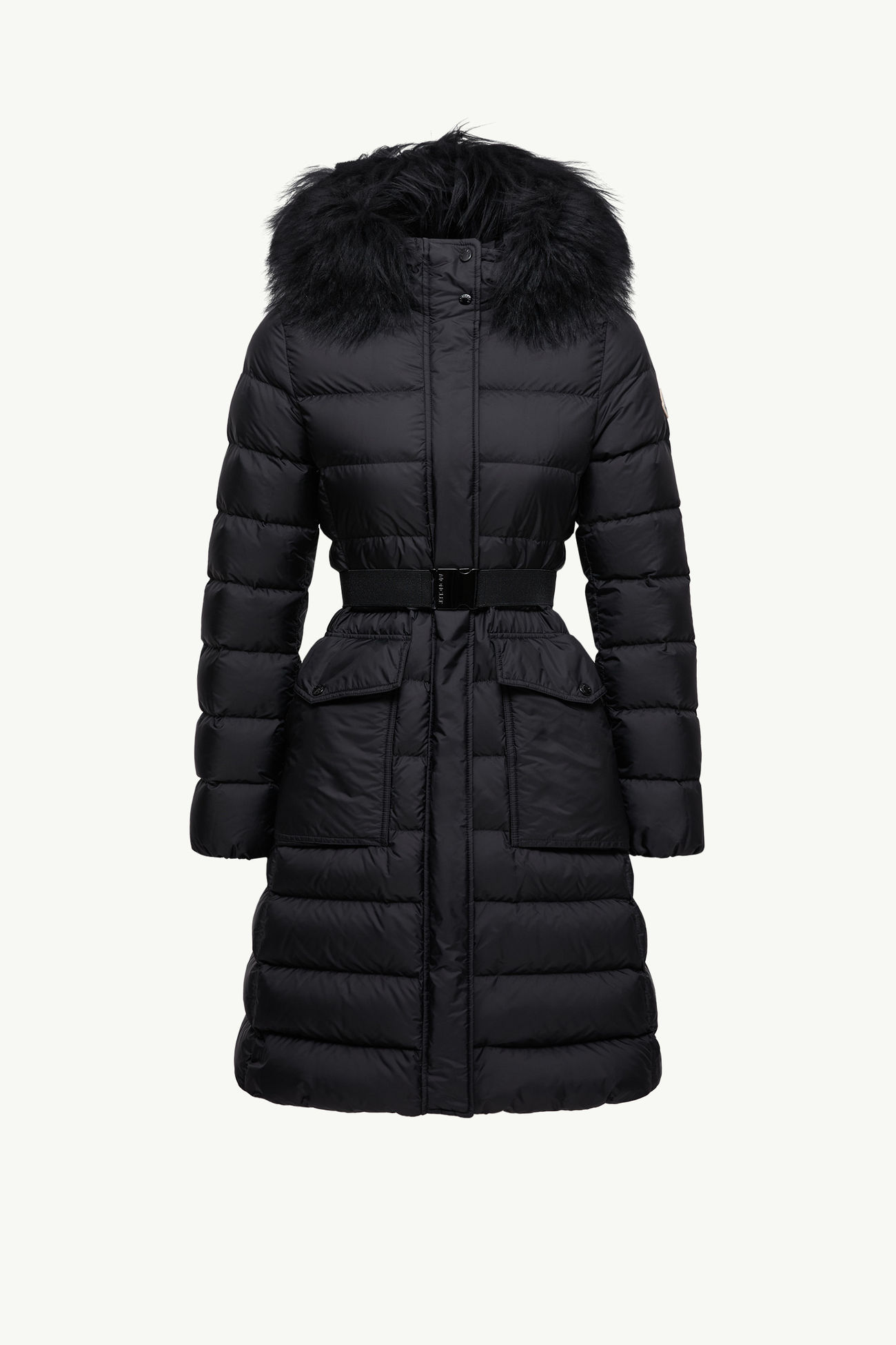 Khloesse連帽羔羊毛飾邊長身羽絨外套 女士 黑色 Moncler 2