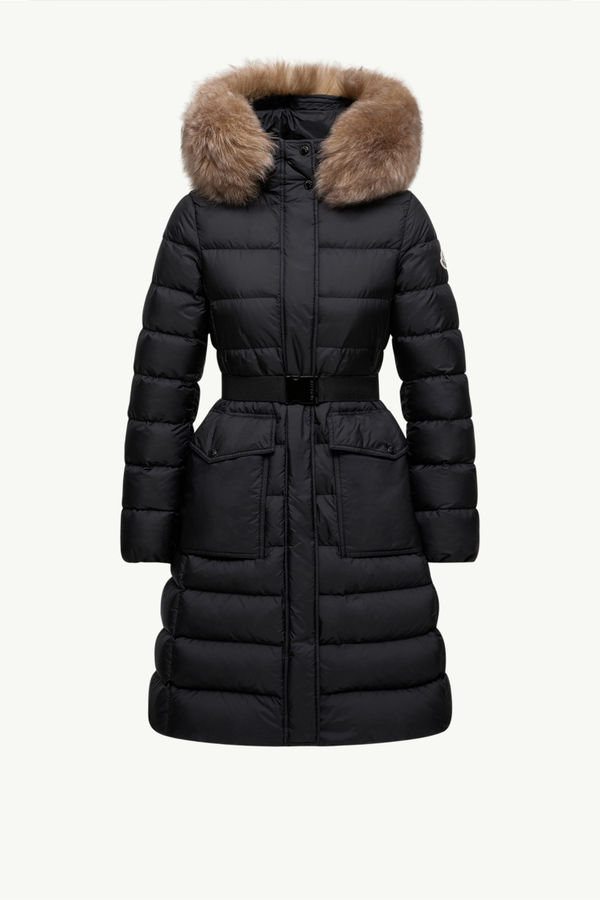 Doudoune longue à capuche bordée de shearling Khloesse Femmes Noir & Beige Moncler 2