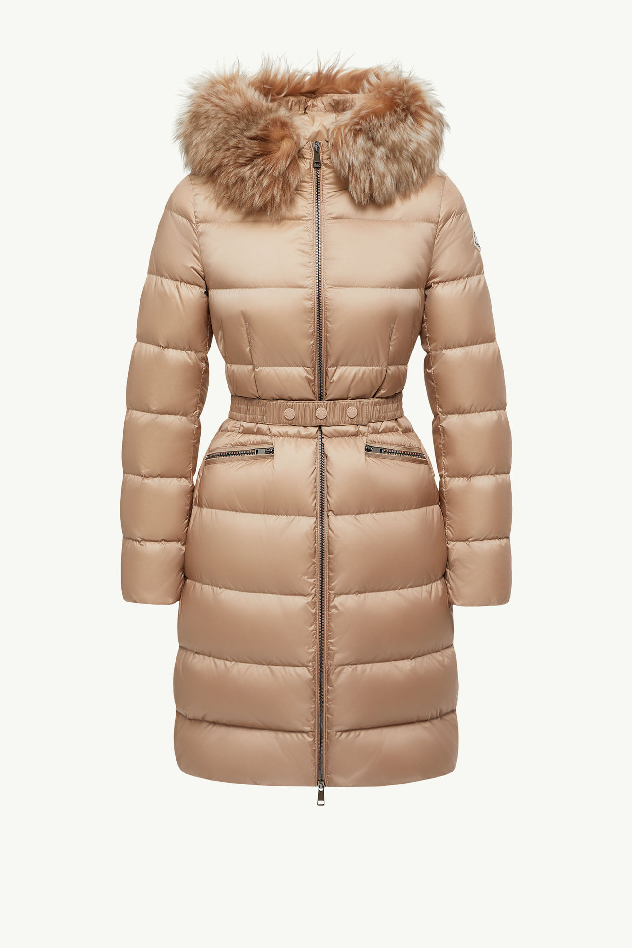 Boedic連帽羔羊毛飾邊長身羽絨外套 女士 駱駝米色 Moncler 2