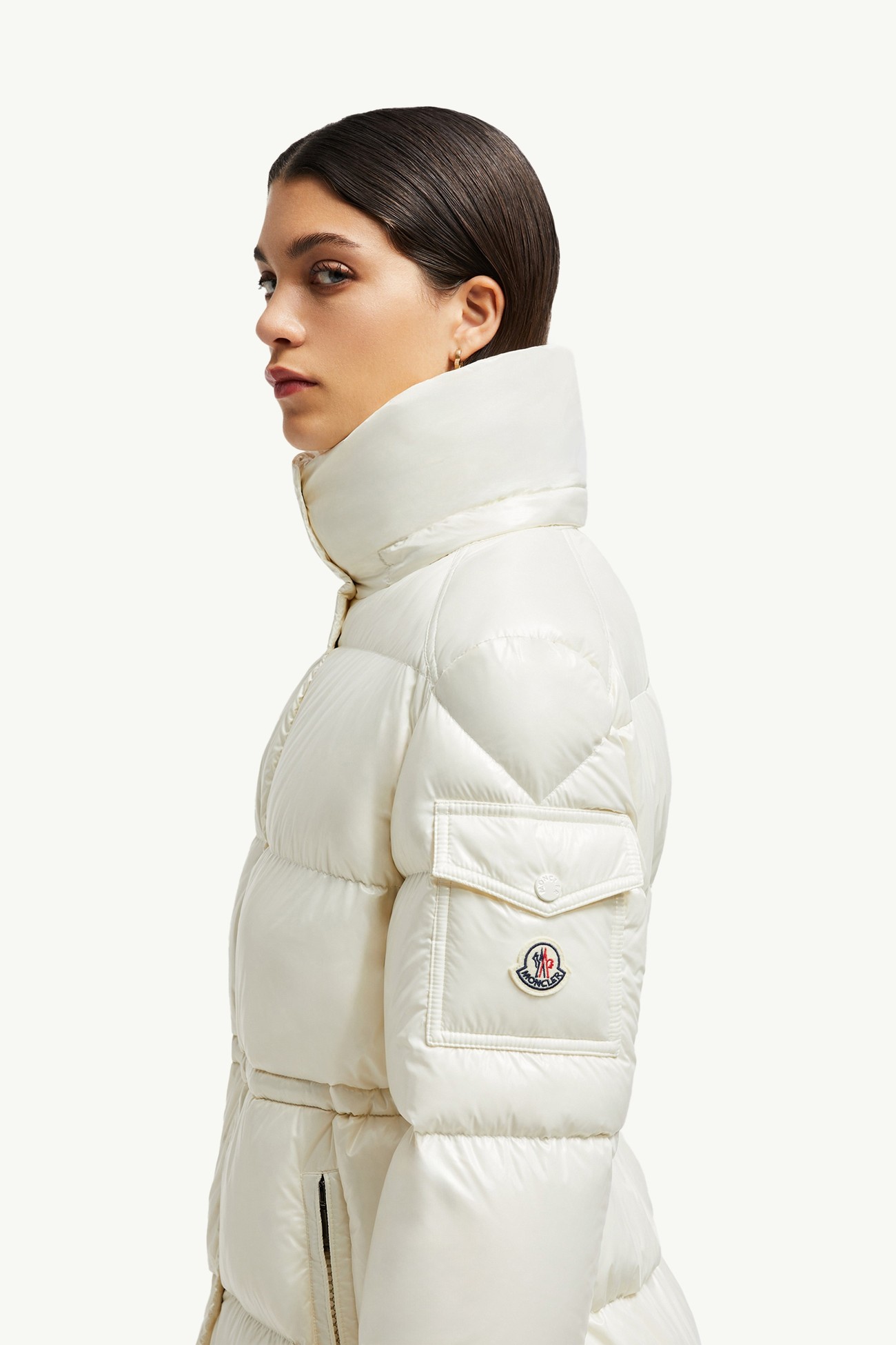 Piumino lungo Cavettaz con cappuccio Donna Bianco Moncler 1