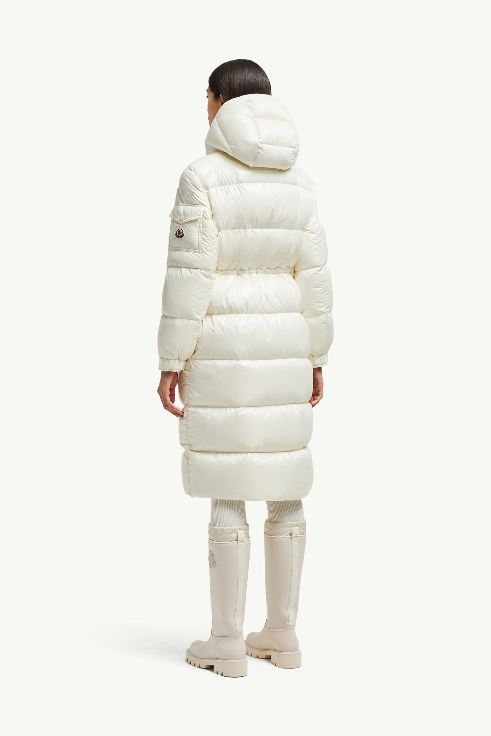 Cavettaz Hooded Long Down Jacket Women White Moncler 4