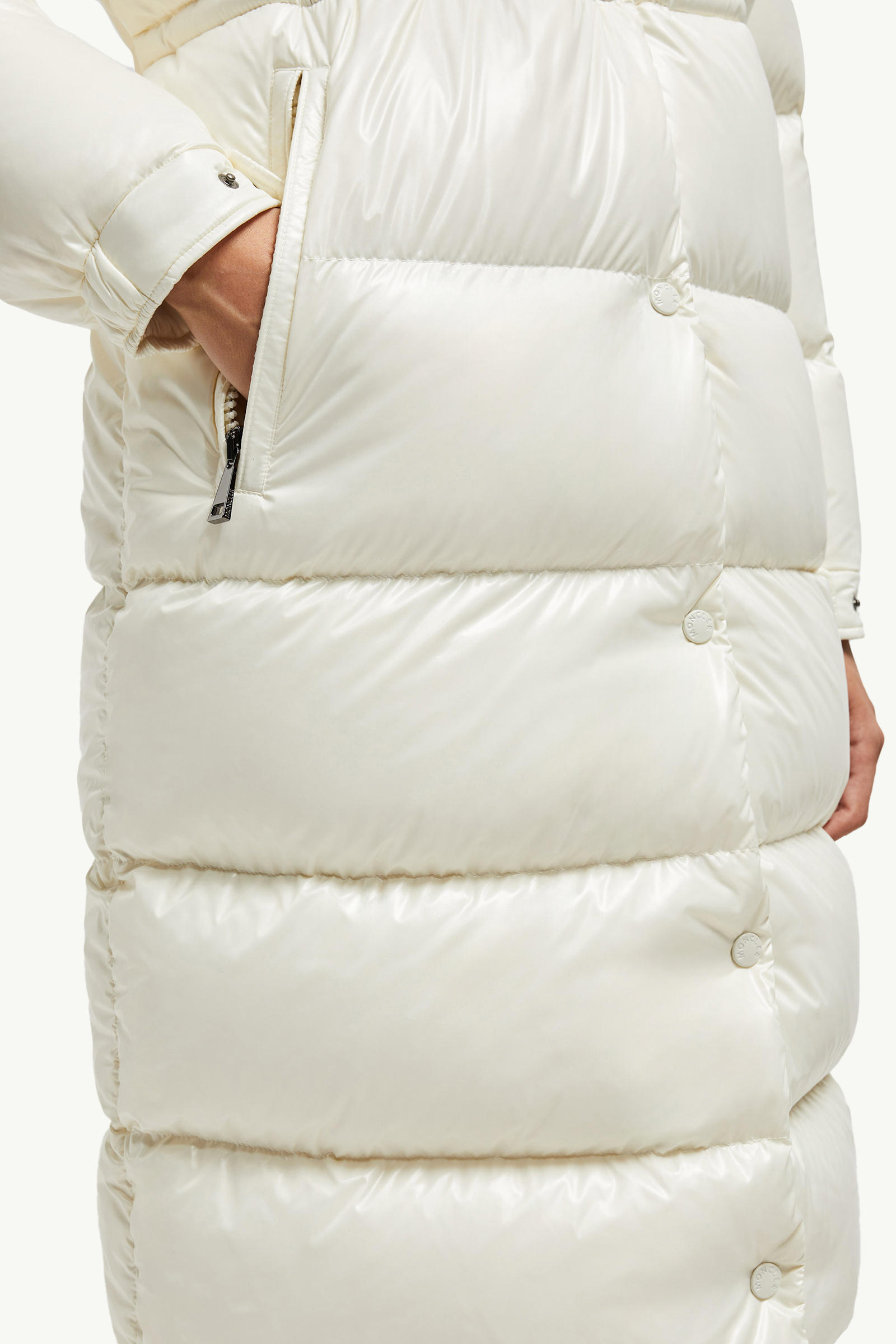 Cavettaz lange Daunenjacke mit Kapuze Damen Weiß Moncler 5