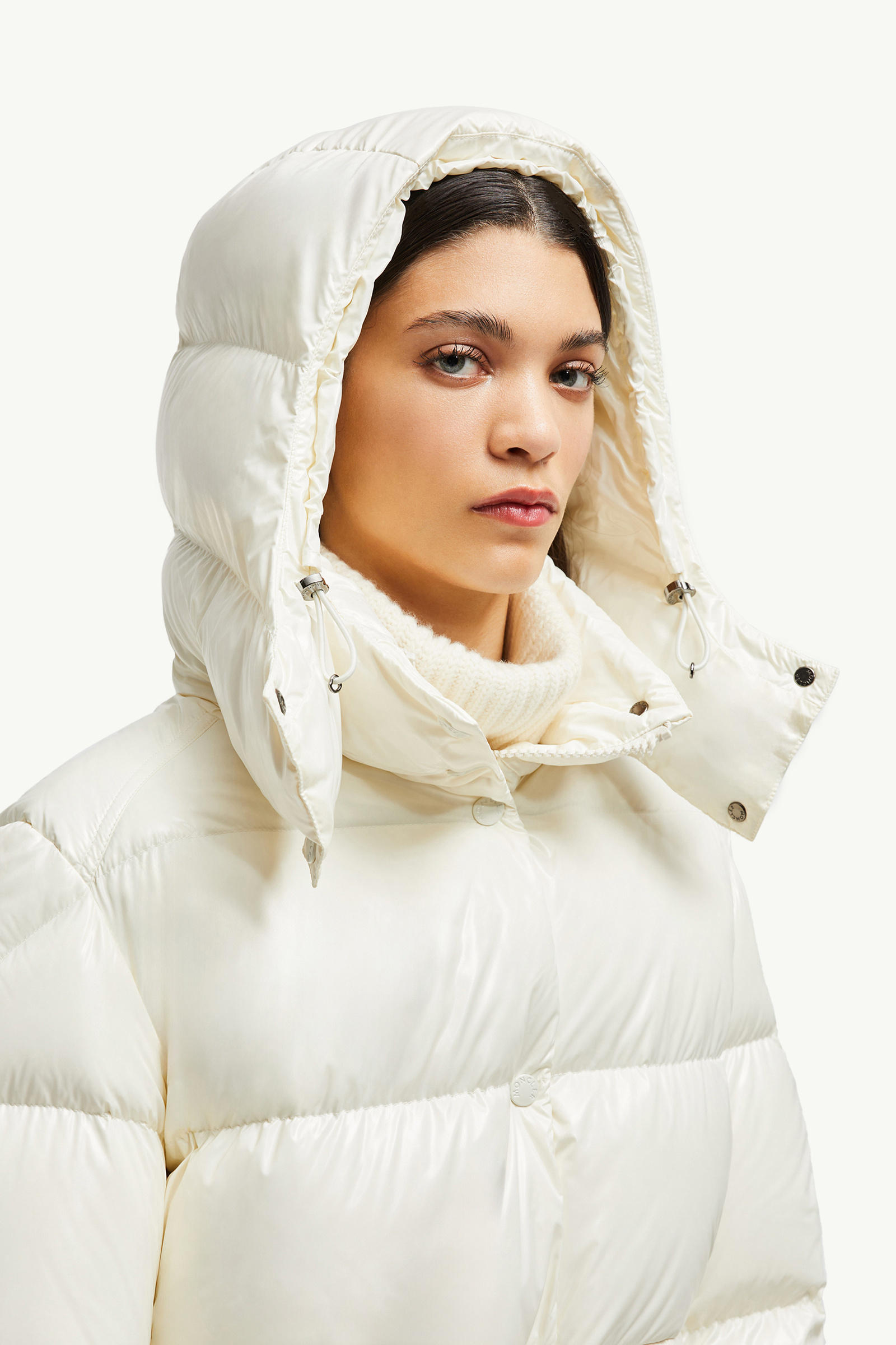 Cavettaz Hooded Long Down Jacket Women White Moncler 6