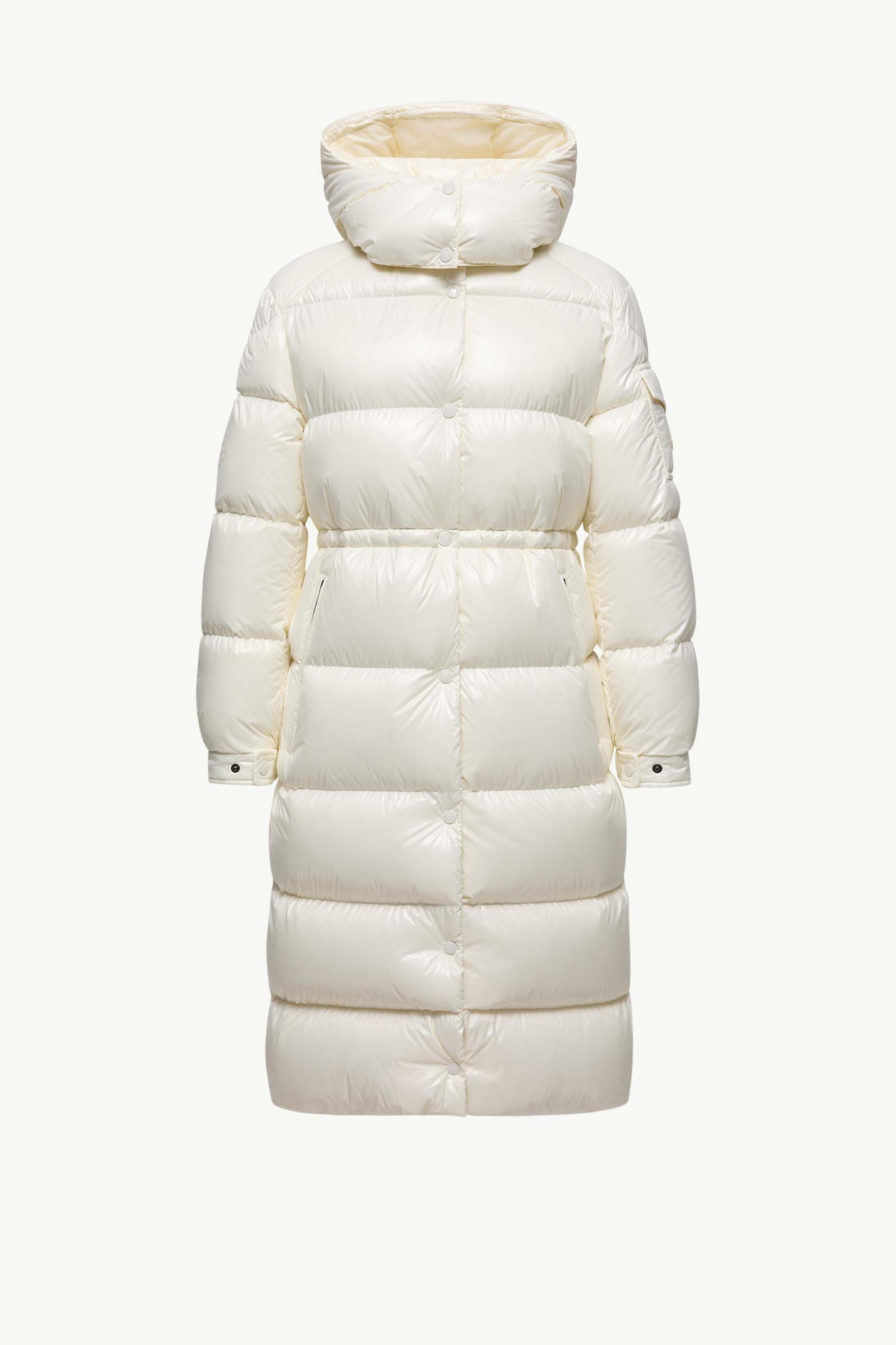 MONCLER ホワイト ダウンジャケット ファー付きAPHROTI LONG ホワイト Litte ロングダウンジャケット : ロングジャケット＆パーカー