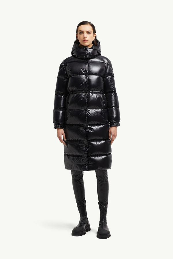 Cavettaz Hooded Long Down Jacket Women Black Moncler 3