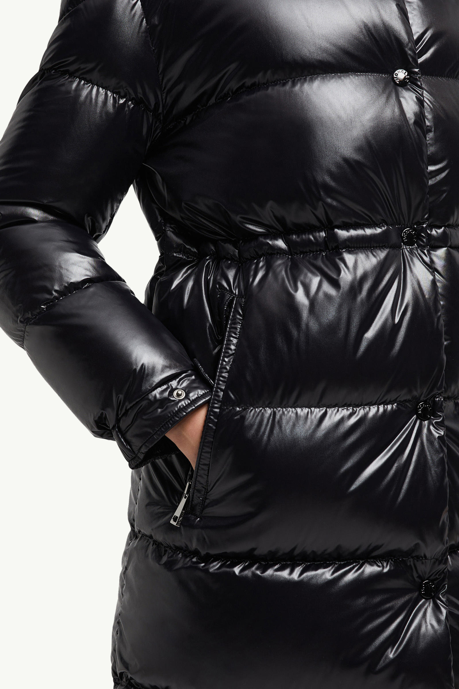 Cavettaz Hooded Long Down Jacket Women Black Moncler 5