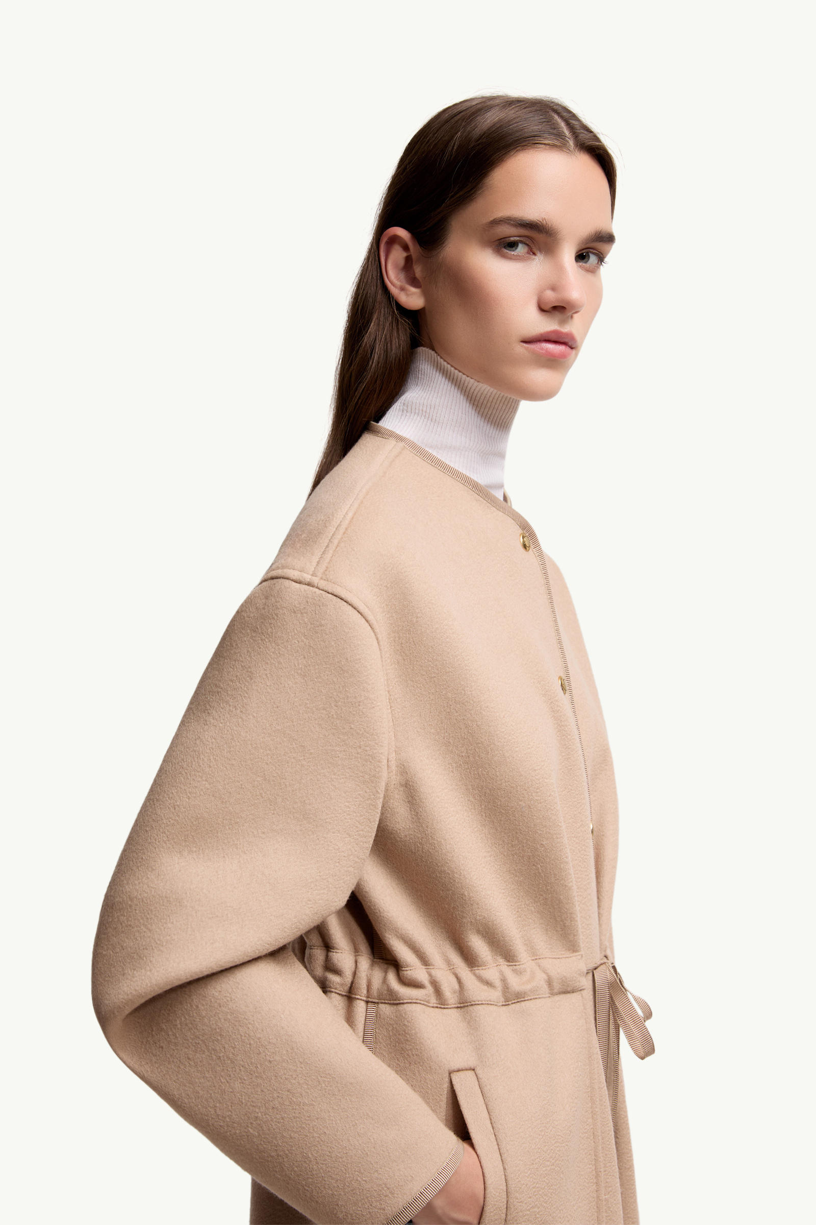 Bonreposse 3-in-1 Wool & Cashmere Long Down Jacket Women Light Beige Moncler 7