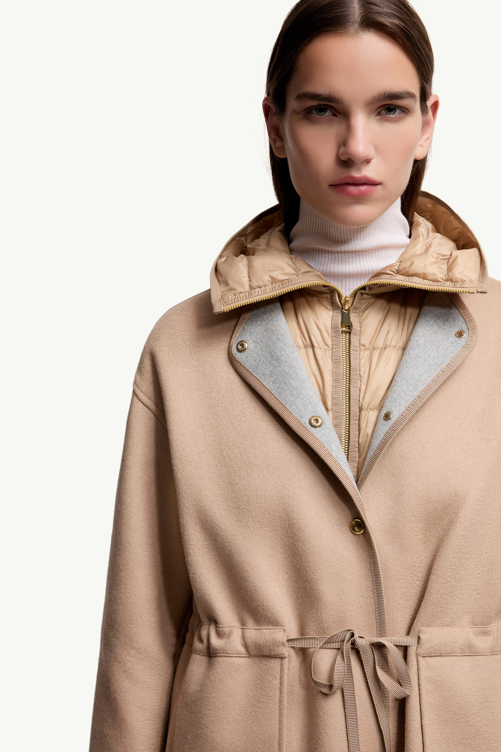 Doudoune longue 3-en-1 en laine et cachemire Bonreposse Femmes Beige Clair Moncler 8