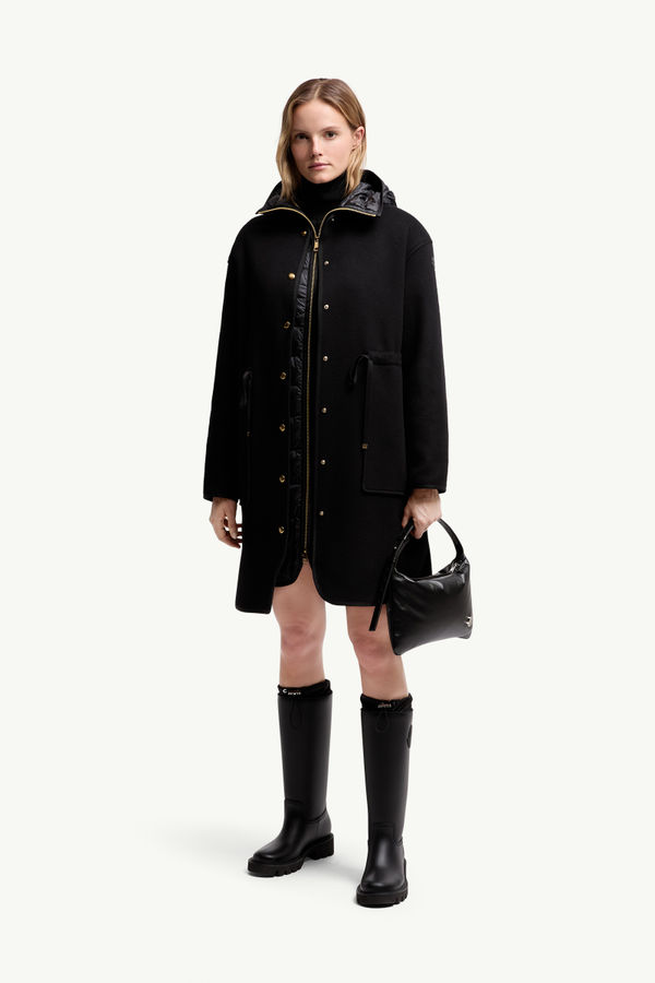 Bonreposse 3-in-1 Wool & Cashmere Long Down Jacket Women Black Moncler 0