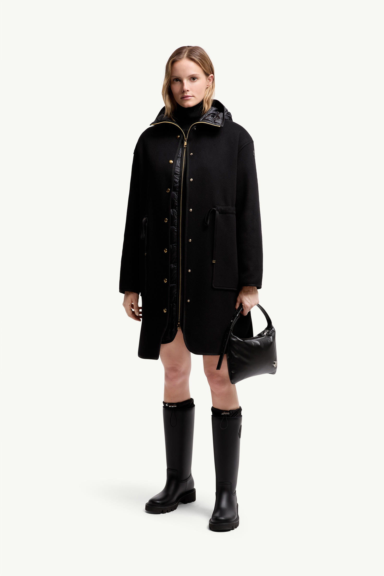Bonreposse 3-in-1 Wool & Cashmere Long Down Jacket Women Black Moncler 0