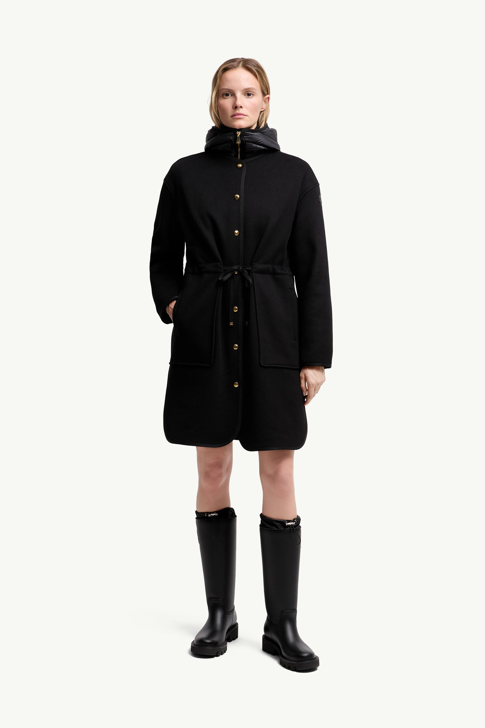 Bonreposse 3-in-1 Wool & Cashmere Long Down Jacket Women Black Moncler 3