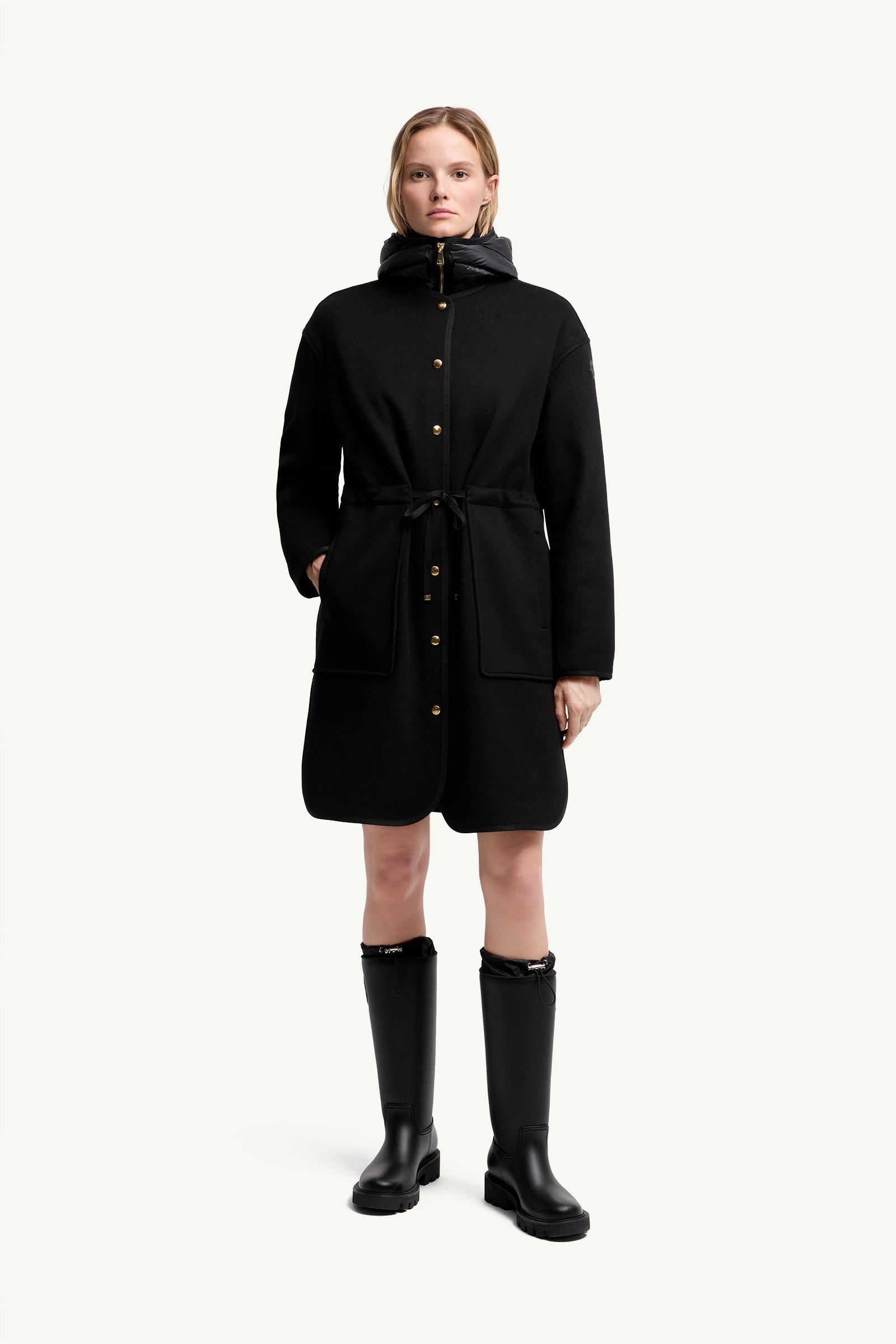 MONCLER ブラック ロングコート ブラック Bonreposse ロングダウンジャケット : ロングジャケット