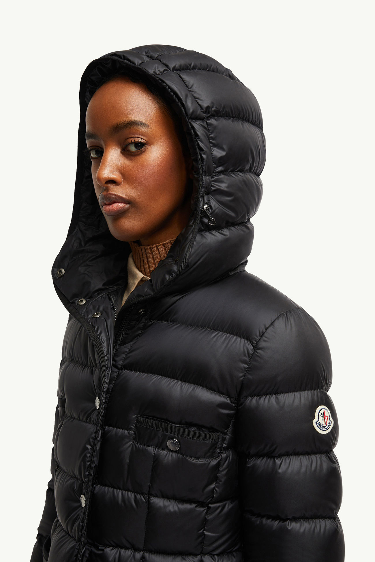 Hirma Hooded Long Down Jacket Women Black Moncler 1