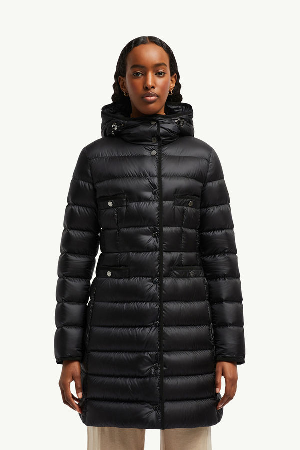 Hirma Hooded Long Down Jacket Women Black Moncler 3