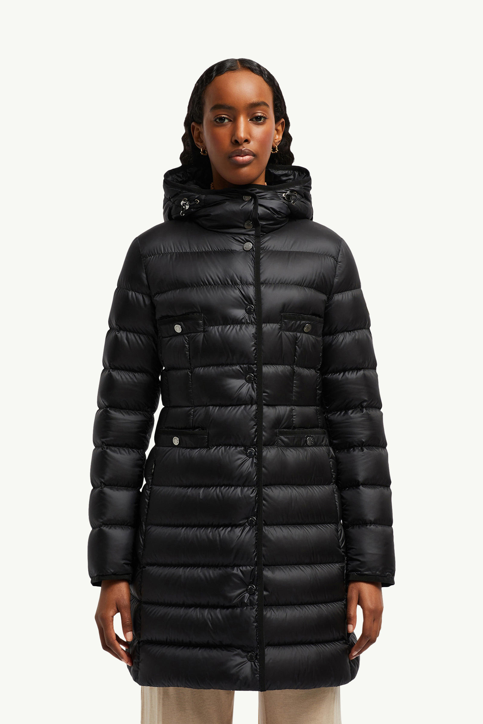 Hirma Hooded Long Down Jacket Women Black Moncler 3