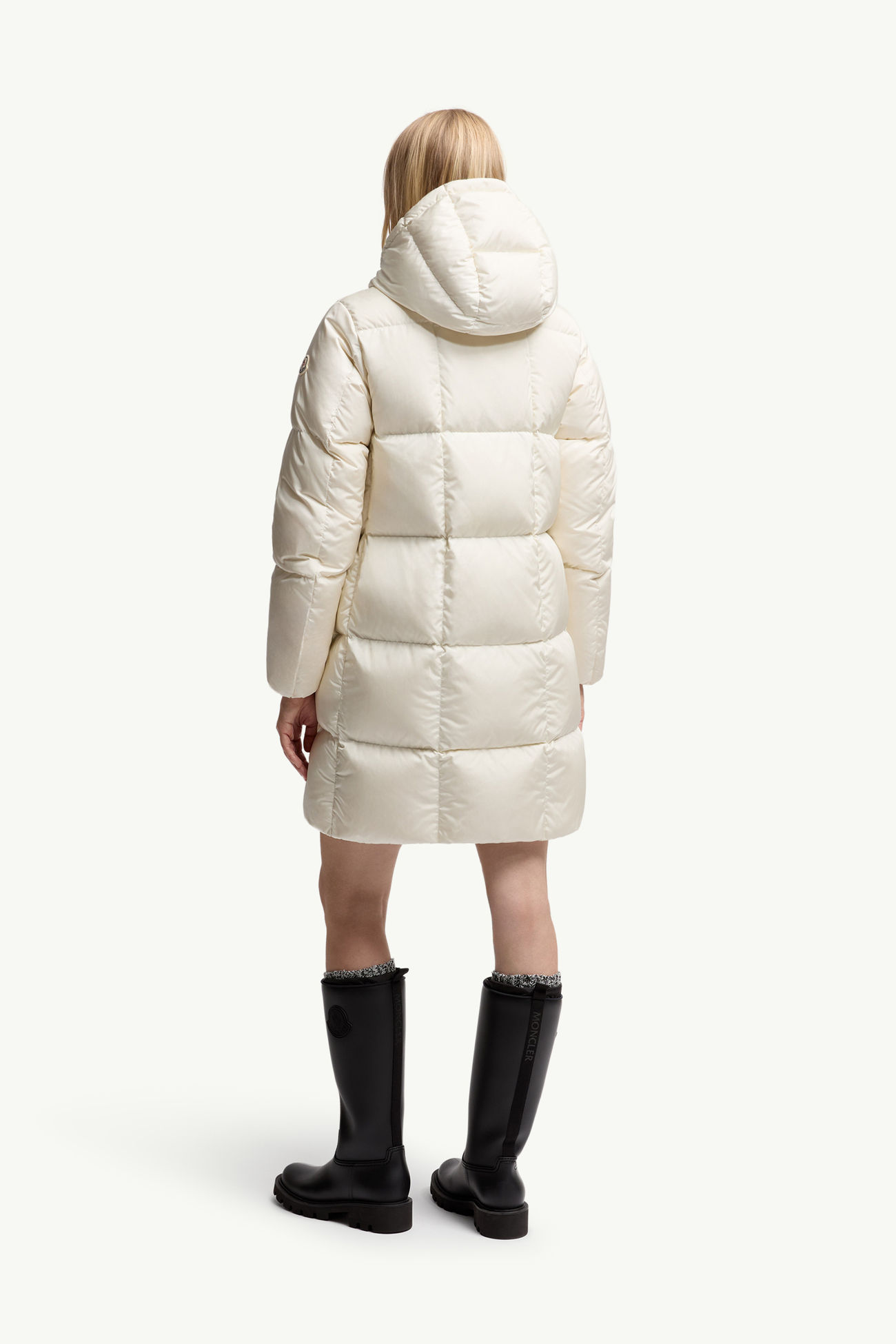 Litte方形絎縫連帽長身羽絨外套 女士 白色 Moncler 4