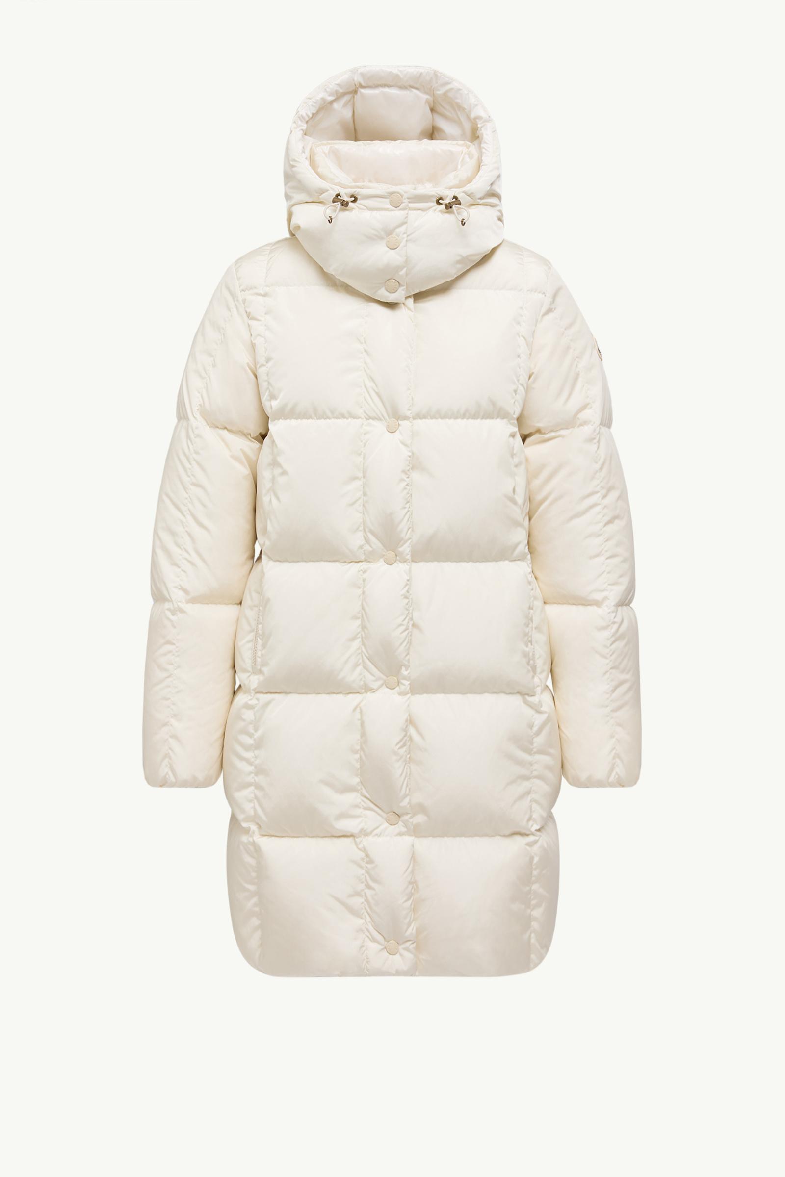 White Litte Square-Quilted Hooded Long Down Jacket - Long
