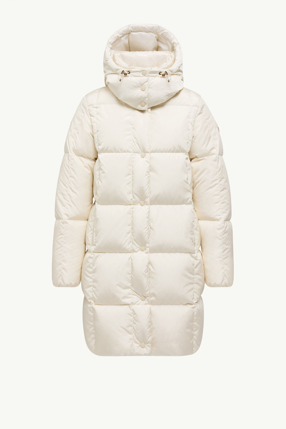 Litte Square-Quilted Hooded Long Down Jacket Women White Moncler 2