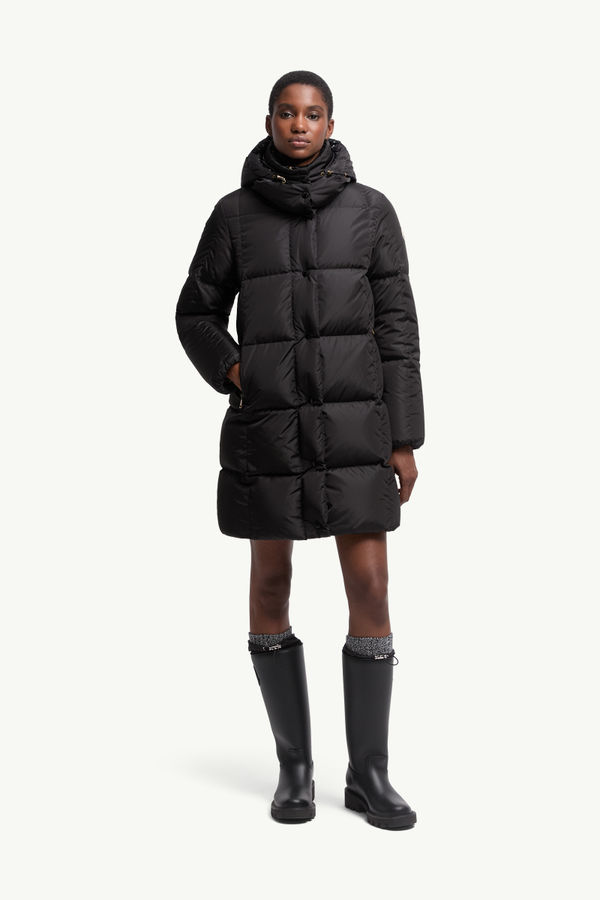 Doudoune longue à matelassage carré à capuche Litte Femmes Noir Moncler 3