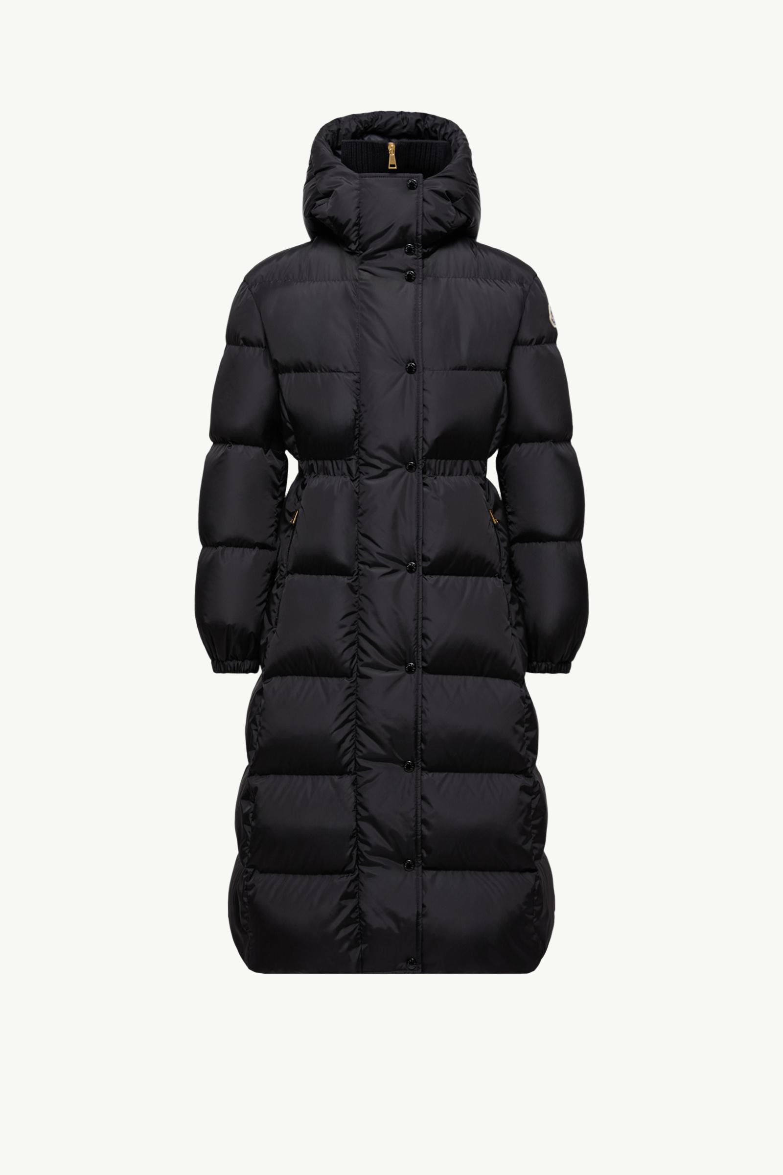 Black Chamer Wool-Trimmed Hooded Long Down Jacket - Long Jackets