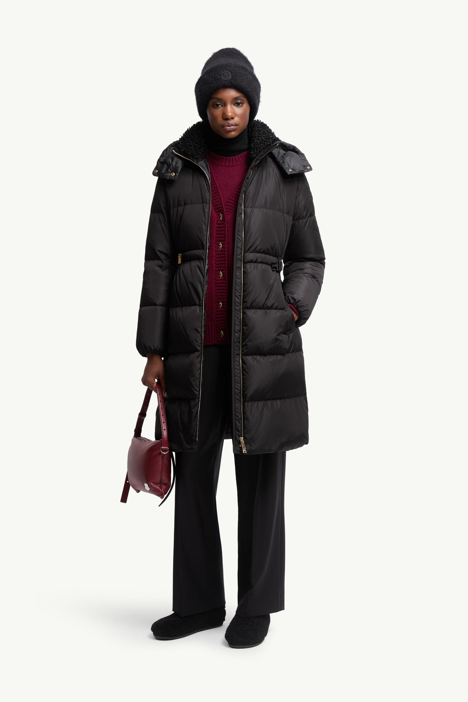 Briant Hooded Long Down Jacket Women Black Moncler 0