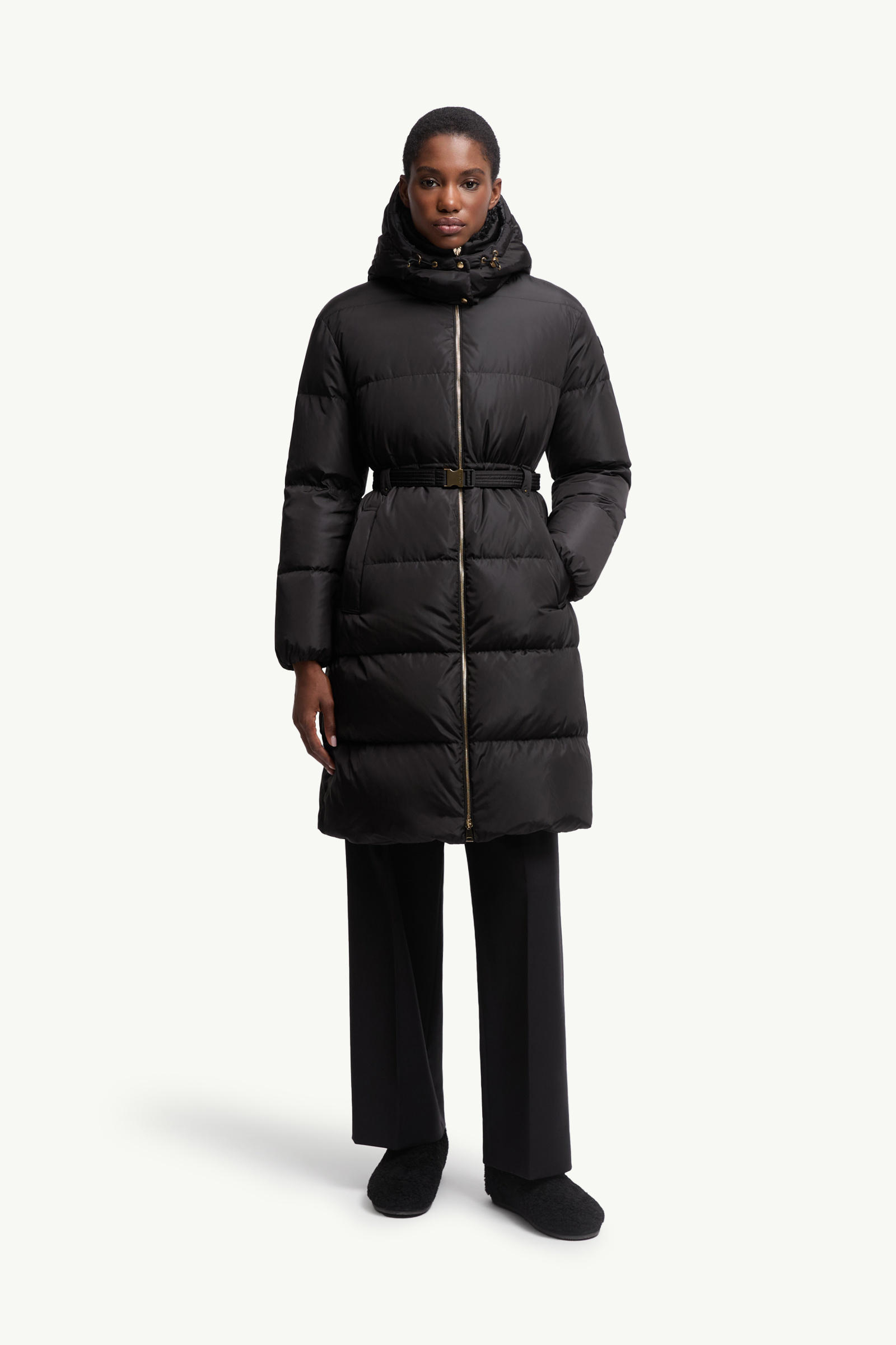 Briant Hooded Long Down Jacket Women Black Moncler 3